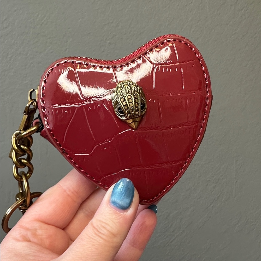 Kurt Geiger Red Heart Coin Purse with Gold Hardware